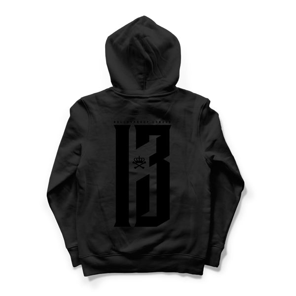 BLACKOUT NUMBER 13 HOODIE - BLACK ON BLACK