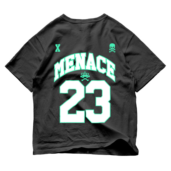 MENACE TSHIRT - BLACK WITH WHITE AND TIFFANY PRINT