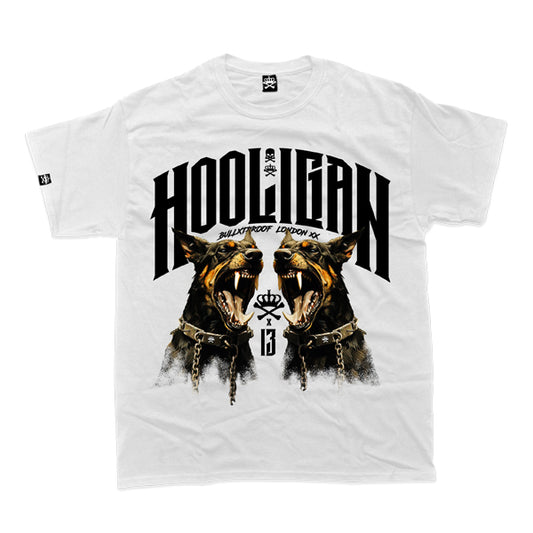 DOBERMAN HOOLIGAN -  TSHIRT- WHITE.